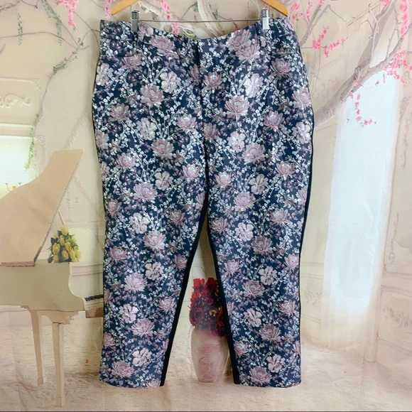 NEW Eloquii Studio Kady Fit Floral Jacquard Pant - Picture 3 of 11